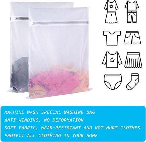 Mesh Wash Bag for Washing Machine-Supper Zipper Net Laundry Bag for Travel,Lingerie,Sweater,Garment,Undergarment,Pack of 2 (20 Inch X 24 Inch)...