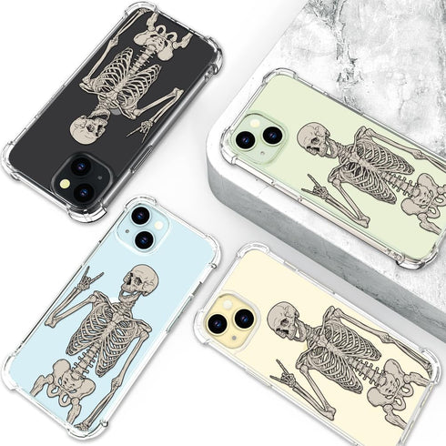for iPhone 15 Case Skull Skeleton Cute Clear with Design, Girly for Women Girls Floral Transparent Case Compatible with iPhone 15 Skull Skeleton.....