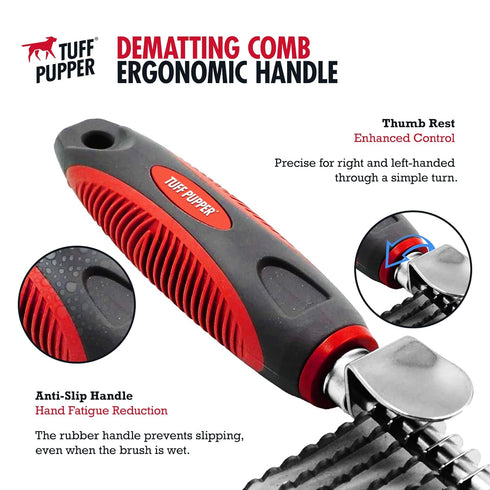 Detangling Comb For Dogs & Cats – Dematting Tool For Dogs Easily & Safely Remove Dead, Matted Or Knotted Hair | Ergonomic, No-Slip Safety Handle P...