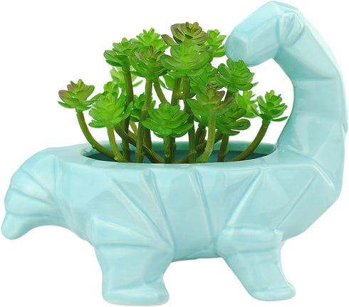 VanEnjoy 6 Inch Cute Cartoon Dinosaur Shape Ceramic Succulent Planter, Water Culture Hydroponics Bonsai Cactus Flower Pot,Air Plant Vase Holder De...