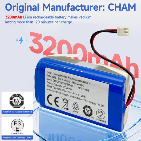 Replacement Shark RVBAT850 Battery for Shark Ion R75, R85, RV850, S87, AV752, AV751, RV761, RV851WV, RV871, RV1000S, RV1100VL, RV101AE, UR1000SR v...
