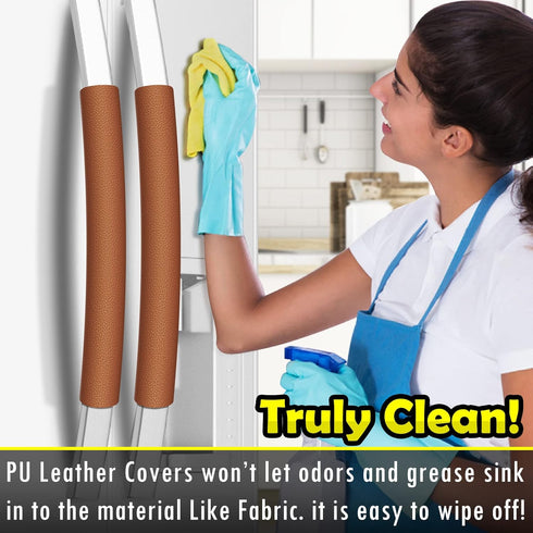 Refrigerator Door Handle Covers, 6PCS, Leather Kitchen Appliance Handle Covers, Keep Your Fridge Microwave Oven Stove or Dishwasher Clean, Stains ...