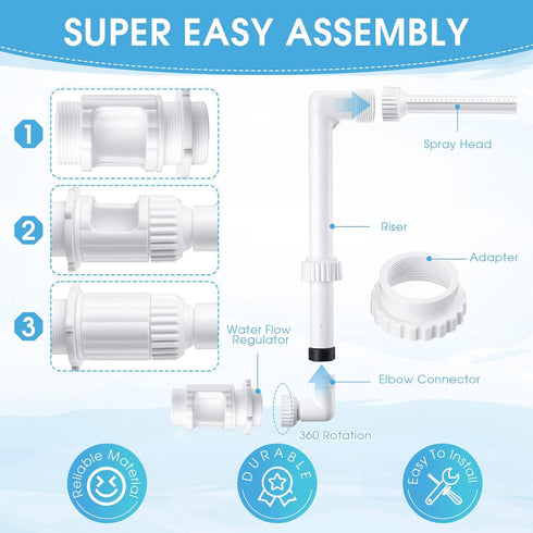 Pool Fountains for Above and Inground Pools Dual Spray Pool Waterfall Fountain Adjustable Waterfall Pool Sprinkler Fountain with Adapter Pool for ...