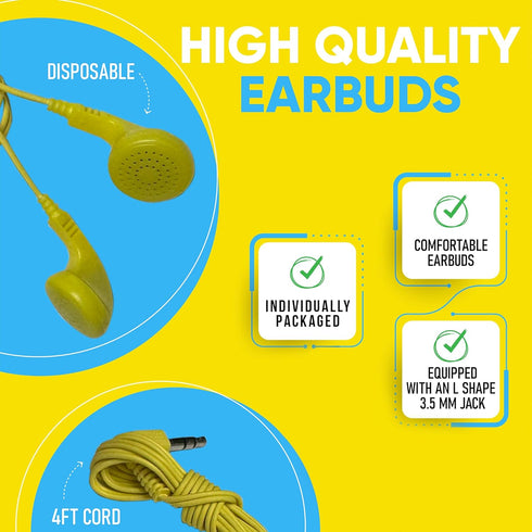 20 Pack Multi Color Kid's Wired Earphone Headphones, Individually Bagged, Disposable Earphones Ideal for Students in Classroom Libraries Schools, ...