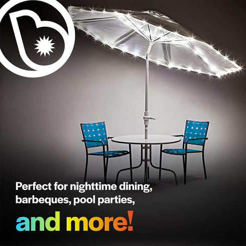 Brightz White LED Patio Umbrella Lights, Battery Operated, Fits 7-Foot Diameter Umbrellas...