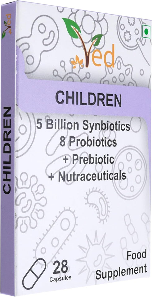 Ved Children Complex Probiotics and Prebiotics Complex - 5 Billion CFU - 20 Live Bacterial Cultures - 28 Probiotic Complex Capsules for Children -...