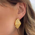 18k Gold Statement Earrings for Women Trendy, Chunky Gold Big Striped Vintage Earrings...