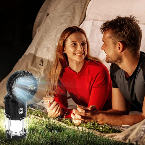 2024 Upgrade Solar Powered Camping Lantern with Fan - Stay cool and well-lit during outdoor adventures with This versatile lantern featuring a bui...