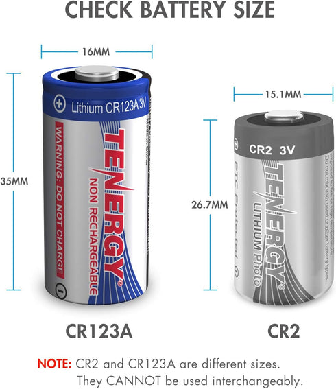 Tenergy 3V CR123A Lithium Battery, High Performance 1500mAh CR123A Cell Batteries PTC Protected for Cameras, Flashlight Replacement CR123A Batteri...
