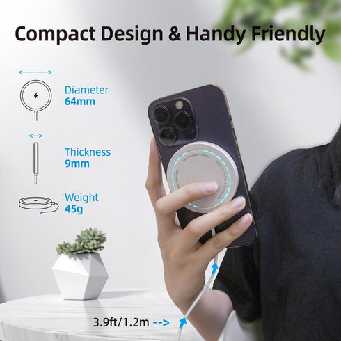 Wireless Charger, 15W Max Fast Magnetic Wireless Charging Pad Compatible with iPhone 15/14/13/12/11/X/8, Samsung Galaxy S22/S21/S20, AirPods Pro 2...