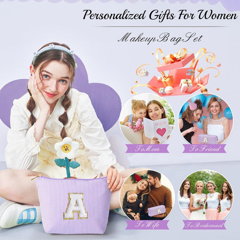 Gifts for Women, Makeup Bag Make Up Bag Pouch Cosmetics Organizer Bag Cute Makeup Bag Skincare Bag Personalized Daughter Best Friend Birthday Gift...