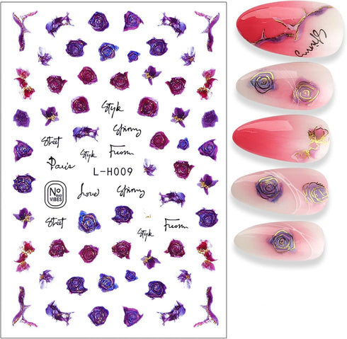 4 Sheets Marble Line Nail Art Stickers, Fresher Self-Adhesive Nail Stickers Decals Ink Painting Nail Art Decals Nail Supplies for Women Girls DIY ...
