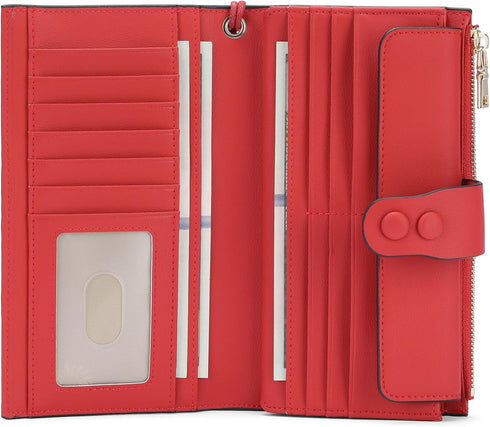 SENDFN Large Womens Wallet Genuine Leather RFID Blocking Multi Card Organizer Wristlet...