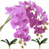 FagusHome 31" Artificial Silk Phalaenopsis Flowers 3 Pcs with 2 bundles Leaves Artificial Orchid Flowers Stem Plants in Purple Fake Butterfly Phal...