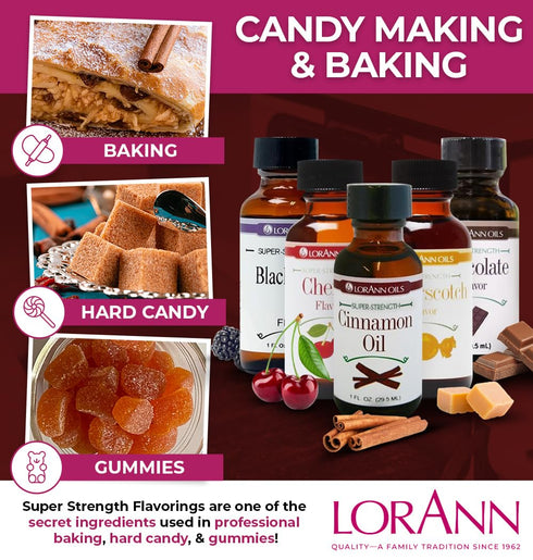LorAnn Oils Super Strength Flavoring - Used For Candy Making, Flavoring Extracts, Baking, Hard Candy, and Flavor Oils - Bold, Natural Flavors 4X S...