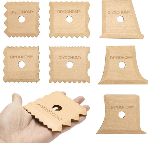 DIYOOHOMY 7 Pcs Pottery Ribs Foot Shaper Trimming Tools Clay Texture Ribs Mud Throwing Clay Ceramic Pottery Smoothing Shapes Sculpting Carving Woo...