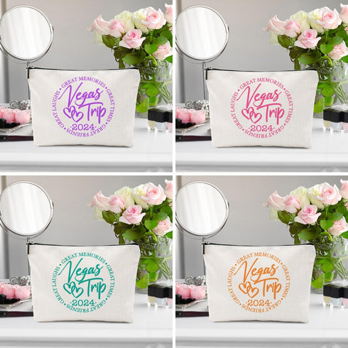 4 Pcs Girls Trip Gifts Favors, Girls Weekend Gifts Makeup Bag, Vegas Gifts Weekend Bag Summer Vacation Cosmetic Bag, Friendship Gifts for Women Fr...