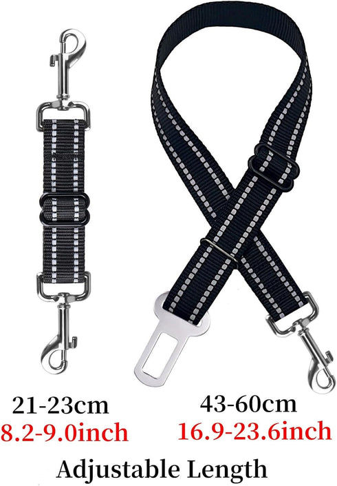 Dog Collar Safety Clip,2 Pack Dog Seatbelt for Car,Adjustable Dog Car Tether,Prong Collar Safety Clip,Reflective Nylon Backup Collar Clips,Pet Sea...