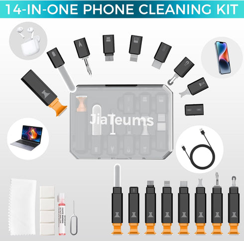 Charging Port Cleaning Tool for iPhone, JiaTeums Cleaning Kit for iPhone Cell Phone Airpod, Repair Kit for Phone Laptop PC USB C Charging Port and...