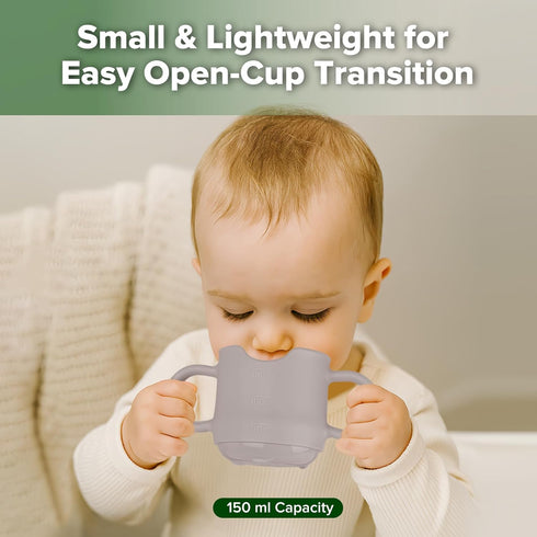 haakaa Silicone Toddler Cups, BPA Free Drop-Proof Training Open Cups for Baby 6 Months+, 5 Ounce (Suva Grey)...