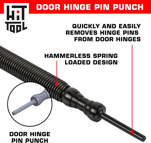 Door Hinge Pin Removal Tool – Spring Driven Door Hinge Pin Remover and Steel Faced Hammer Punch Set...
