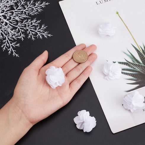 CRASPIRE 40pcs Fabric Flowers White Handmade 1.34" 3D Fabric Flowers Lace Patch for DIY Crafts Headbands Hair Accessories Wedding Veil Party Gift ...