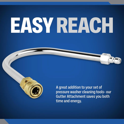 ESSENTIAL WASHER 120 Degree Bend Pressure Washer Gutter Cleaner Attachment with 1/4'' Quick Connect Brass Coupler and Plated Steel Plug...