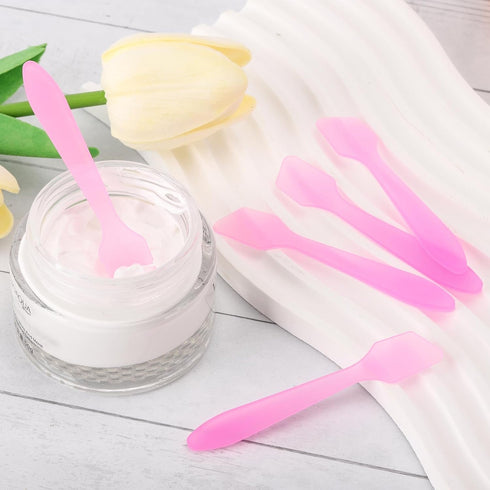 Tbestmax 300 PCS Mini Cosmetic Spatulas 3.2" x 0.6" Disposable Makeup Spatulas, Plastic Spatulas Pink Facial Creams Skin Care Spatulas...