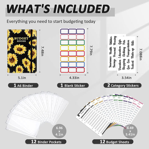 Onlyesh Budget Binder, Budget Binder with Zipper Envelopes, Cash Envelopes for Budgeting, Money Organizer for Cash, 28Pcs Budget Binder with Cash ...
