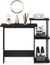 Furinno Efficient Home Laptop Notebook Computer Desk with Square Shelves, Black/Grey...