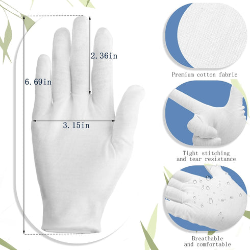 24 Pairs Eczema Gloves for Kids Eczema Sleeves Moisturizing Gloves White Cotton Gloves Washable and Reusable Overnight Dry Hands for Kids Eczema 3...