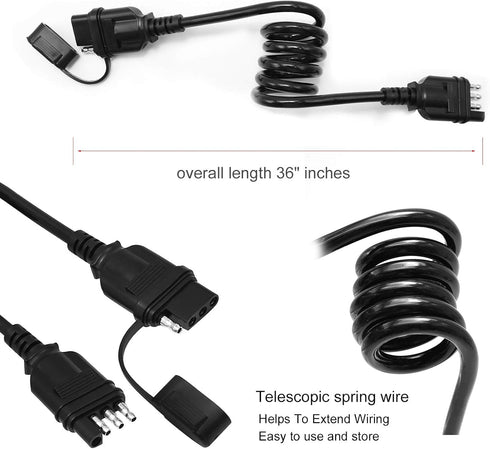 4 Pin Trailer Plug Extender Trailer Wire Extension Harness Quick-Connect Trailer Adapter Extender 4 Way Flat Male and Female Wiring Harness Adapte...