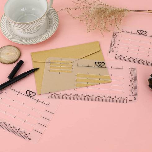 Straight Line Stencil Template for Journaling and Envelope Addressing Guide Stencil Templates Set Plastic Scale Writing Calligraphy Ruler Line Gui...