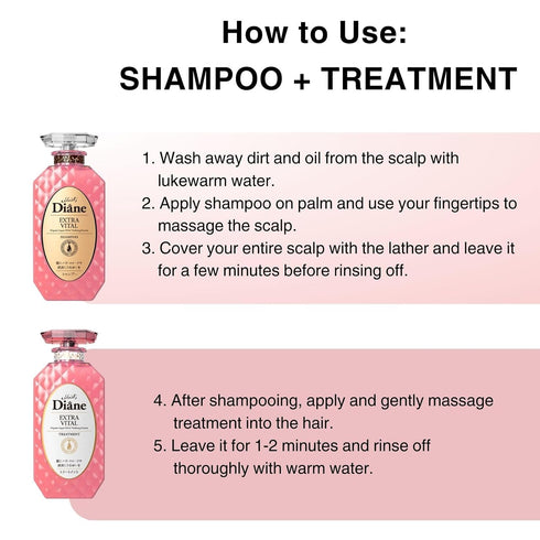 Moist Diane Perfect Beauty Extra Vital Shampoo, Sulfate-Free, with Organic Argan Oil & Vitalizing Keratin from Japan, Rejuvenate Silky Smooth Hair...