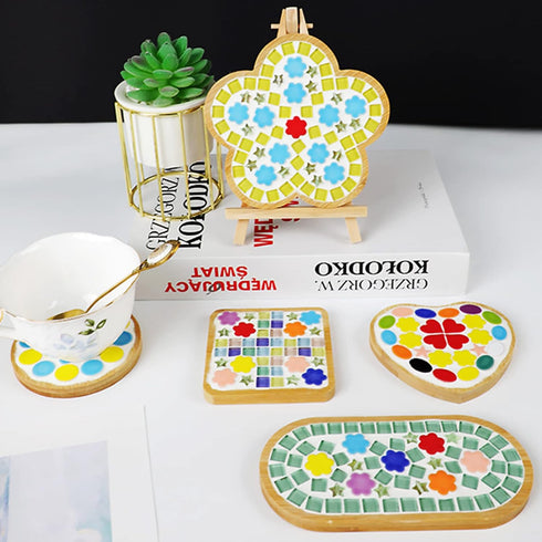 Mosaic Tiles - Ceramic Circular Bulk Mosaic Tile Assortment - 1.5x1.5 cm Mixed Colors Glass Tile - 42pcs/100g Craft and Backsplash Tile (Circular ...