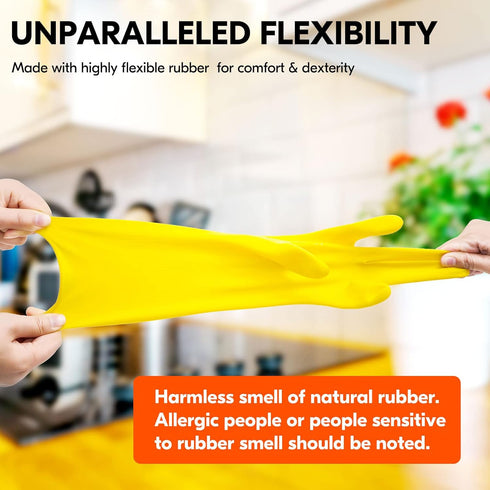 Vgo... 1-Pair Reusable Household Gloves, Rubber Dishwashing gloves, Extra Thickness, Long Sleeves, Kitchen Cleaning, Working, Painting, Gardening,...
