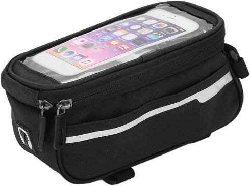 VBESTLIFE Bike Phone Bag,Waterproof Phone Front Frame Bag Polyester Bike Handlebar Bag Large Storage Space Quick Release Hook and Loop Design Ridi...