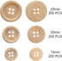 Tosnail 600 Pieces Wooden Buttons Round Blank Wood Buttons for Crafts and Sewing Project - 15mm, 20mm, 25mm, 4 Holes, Natural Color...