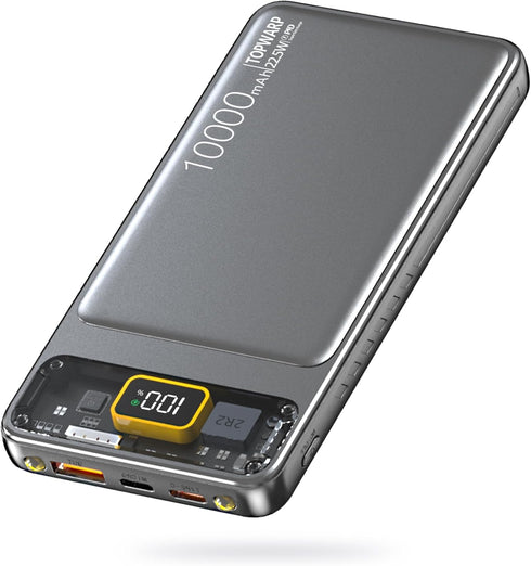 10000mAh Power Bank,Slim Portable Charger,PD 22.5W Fast Charging 5V/3A USB-C Output,Battery Pack with Emergency Lighting,Compatible iPhone and And...