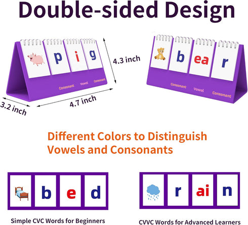 CVC CVVC Word Builder, CVC Word Games, Phonics Games Flash Cards for Preschool Kindergarten Classroom Montessori Special Education Phonics Manipul...