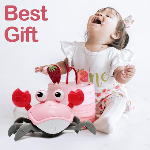 Walking Crab Baby Toy, Toddler Crawling Tummy Time Crab with Music, Interactive Sensory Infant Walking Dancing Crab Toys, Boys Girls Learning Birt...