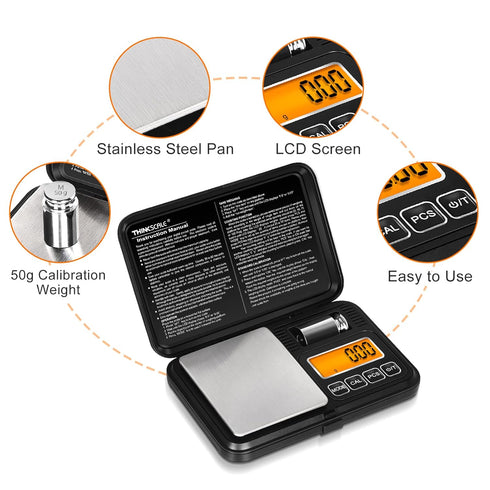 Digital Pocket Scale 200g/ 0.01g, Gram Scale with LCD Backlit, Tare, Mini Scale 6 Modes, Small Scales Digital Gram and Oz for Jewelry, Powder, Her...