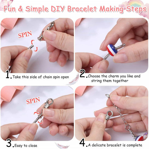 shynek 180 Pieces DIY Charm Bracelet Making Kit for Girls 8-12, Jewelry Making Kit for Girls with Bracelet Making Beads, Snake Chains for Girls Ch...