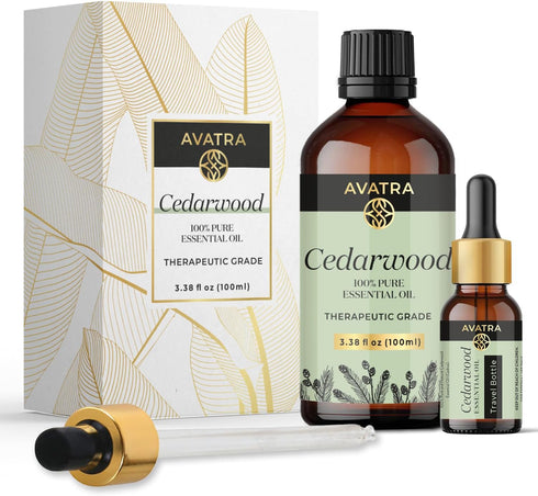 Avatra Cedarwood Essential Oil for Hair, Skin & Aromatherapy | Natural Oil for Diffuser, Soap & Candle Making | Premium Grade with Glass Dropper |...