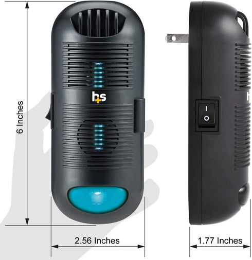 HealthSmart Air Purifier and Air Sanitizer with UVC Ultraviolet Light That Cleans up to 300 Square Feet Pluggable, Black, 1 Count...