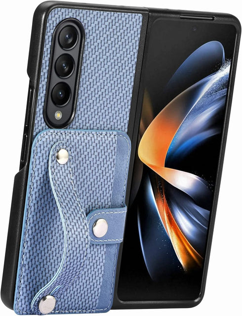 Asuwish Phone Case for Samsung Galaxy Z Fold 4 5G 2022 and Cell Accessories with Wrist Strap Credit Card Holder Slot Stand Kickstand Protective Sl...