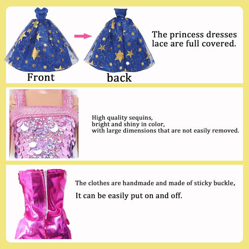 60pcs Doll Clothes and Accessories Fashion Dress Wedding Gowns, Daily Tops Pants Outfits Jumpsuit Swimsuits Bikini, 10 Mini Dresses Skirts, Shoes ...