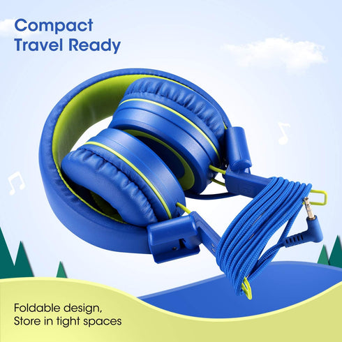 noot products Kids Headphones with Microphone K12 Stereo 5ft Long Cord with 85dB/94dB Volume Limit Wired On-Ear Headset for iPad/Amazon Kindle,Fir...