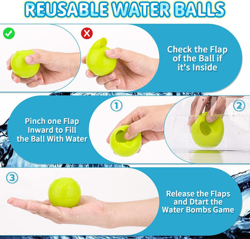 12 Pack Reusable Water Balloons for Kids Adults, Coloful Quick Fill Water Balls Self Sealing Bombs Splash Ball, Summer Outdoor Water Fight Toy, Ba...