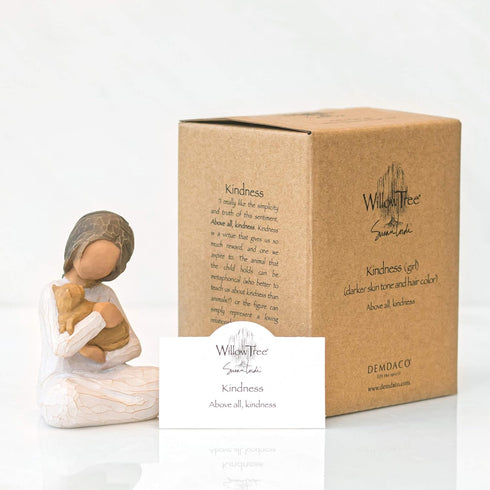 Willow Tree Kindness (Girl Darker Skin Tone & Hair Color), Above All, Kindness, Expresses Relationship with A Much-Loved Pet, A Gift to Celebrate ...